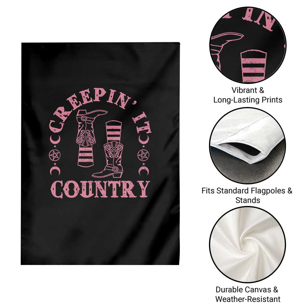 Halloween Cowgirl Garden Flag Creepin It Country Cowboy Boots Witch Socks Pentagram TS11 Print Your Wear