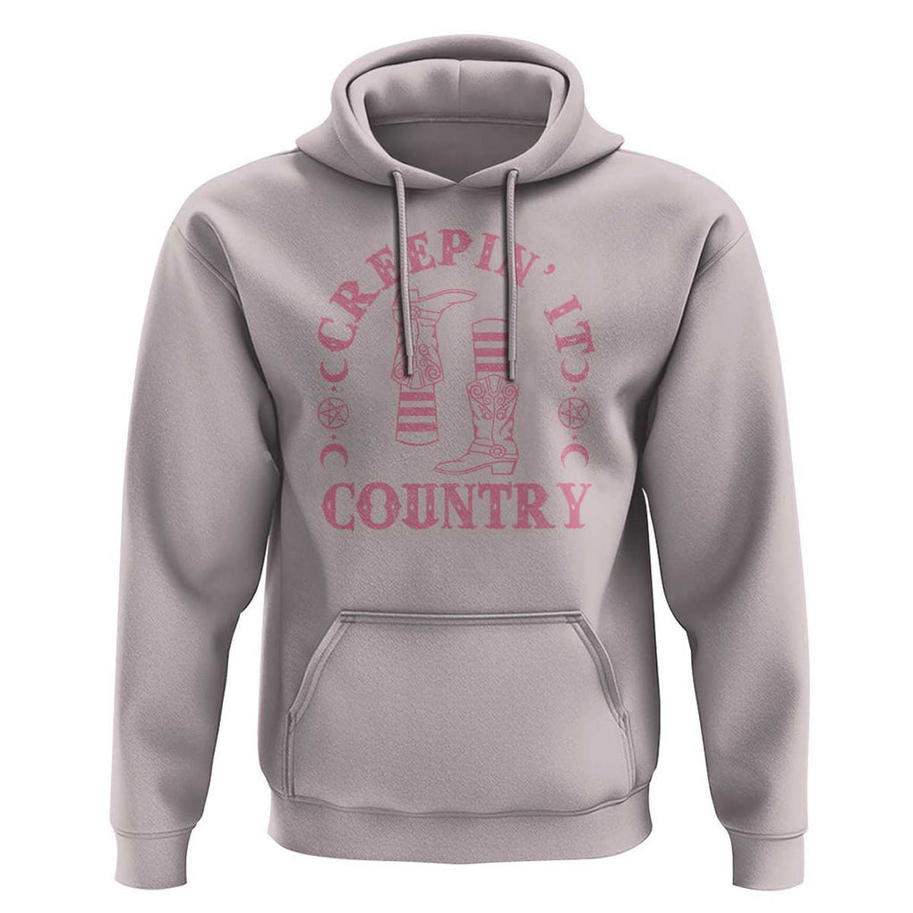 Halloween Cowgirl Hoodie Creepin It Country Cowboy Boots Witch Socks Pentagram TS11 Ice Gray Print Your Wear