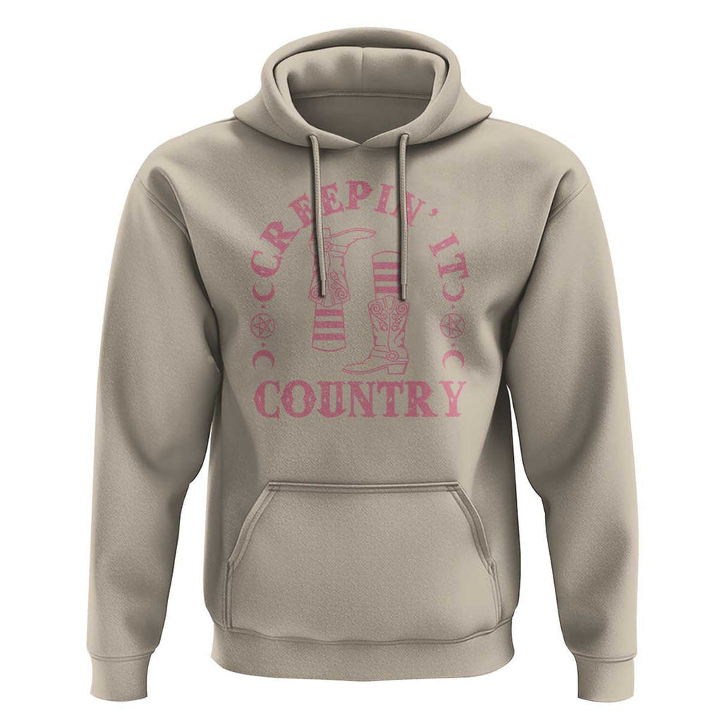 Halloween Cowgirl Hoodie Creepin It Country Cowboy Boots Witch Socks Pentagram TS11 Sand Print Your Wear