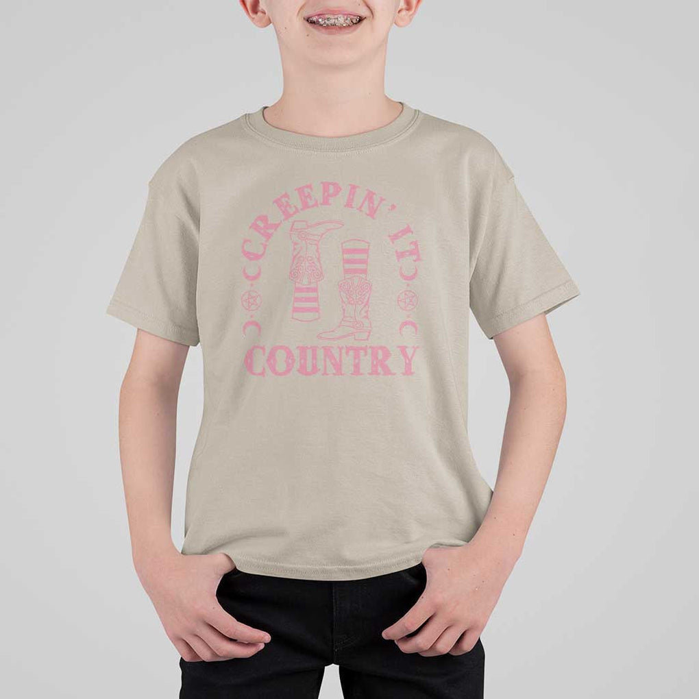 Halloween Cowgirl T Shirt For Kid Creepin It Country Cowboy Boots Witch Socks Pentagram TS11 Sand Print Your Wear
