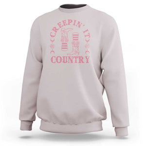 Halloween Cowgirl Sweatshirt Creepin It Country Cowboy Boots Witch Socks Pentagram TS11 Ice Gray Print Your Wear