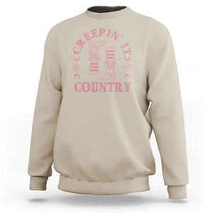 Halloween Cowgirl Sweatshirt Creepin It Country Cowboy Boots Witch Socks Pentagram TS11 Sand Print Your Wear