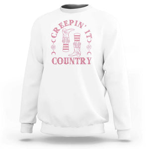 Halloween Cowgirl Sweatshirt Creepin It Country Cowboy Boots Witch Socks Pentagram TS11 White Print Your Wear