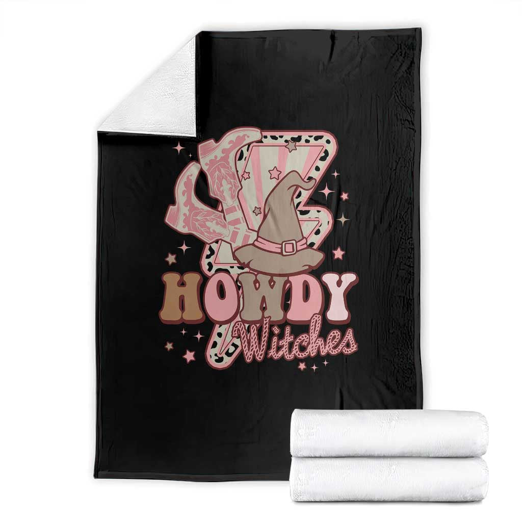 Halloween Cowgirl Throw Blanket Howdy Witches Cowboy Boots Witch Hat Thunder TS11 Black Print Your Wear