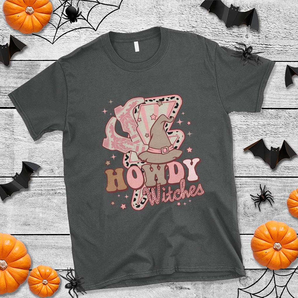 Halloween Cowgirl T Shirt Howdy Witches Cowboy Boots Witch Hat Thunder TS11 Dark Heather Print Your Wear