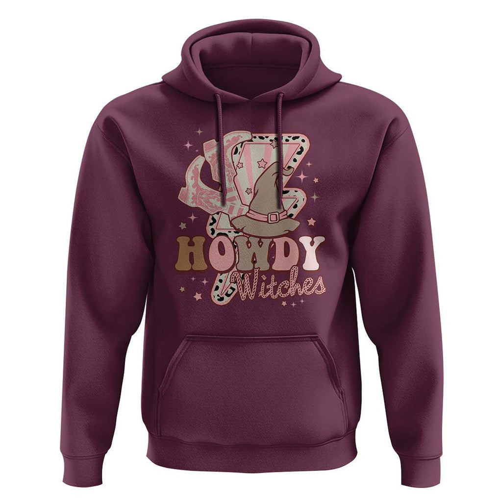 Halloween Cowgirl Hoodie Howdy Witches Cowboy Boots Witch Hat Thunder TS11 Maroon Print Your Wear