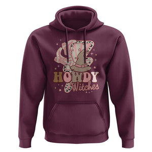 Halloween Cowgirl Hoodie Howdy Witches Cowboy Boots Witch Hat Thunder TS11 Maroon Print Your Wear