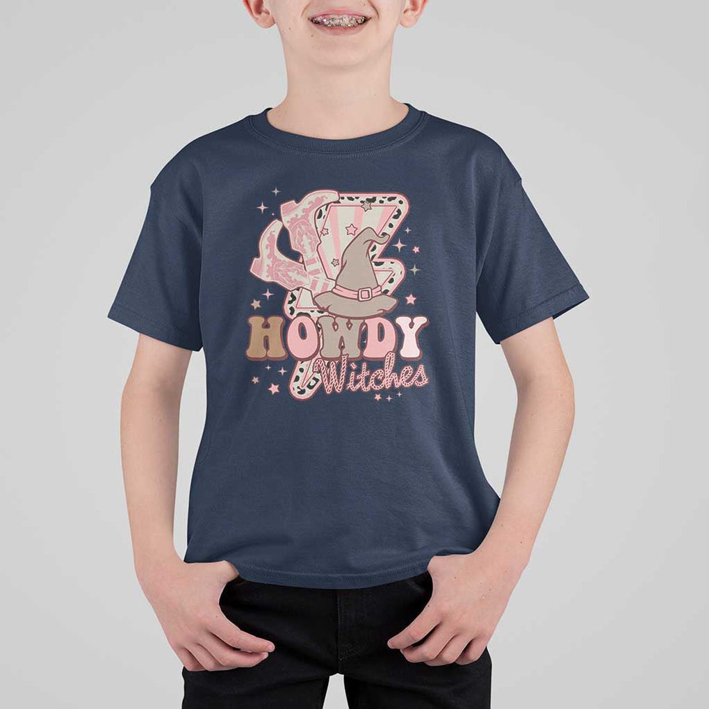 Halloween Cowgirl T Shirt For Kid Howdy Witches Cowboy Boots Witch Hat Thunder TS11 Navy Print Your Wear