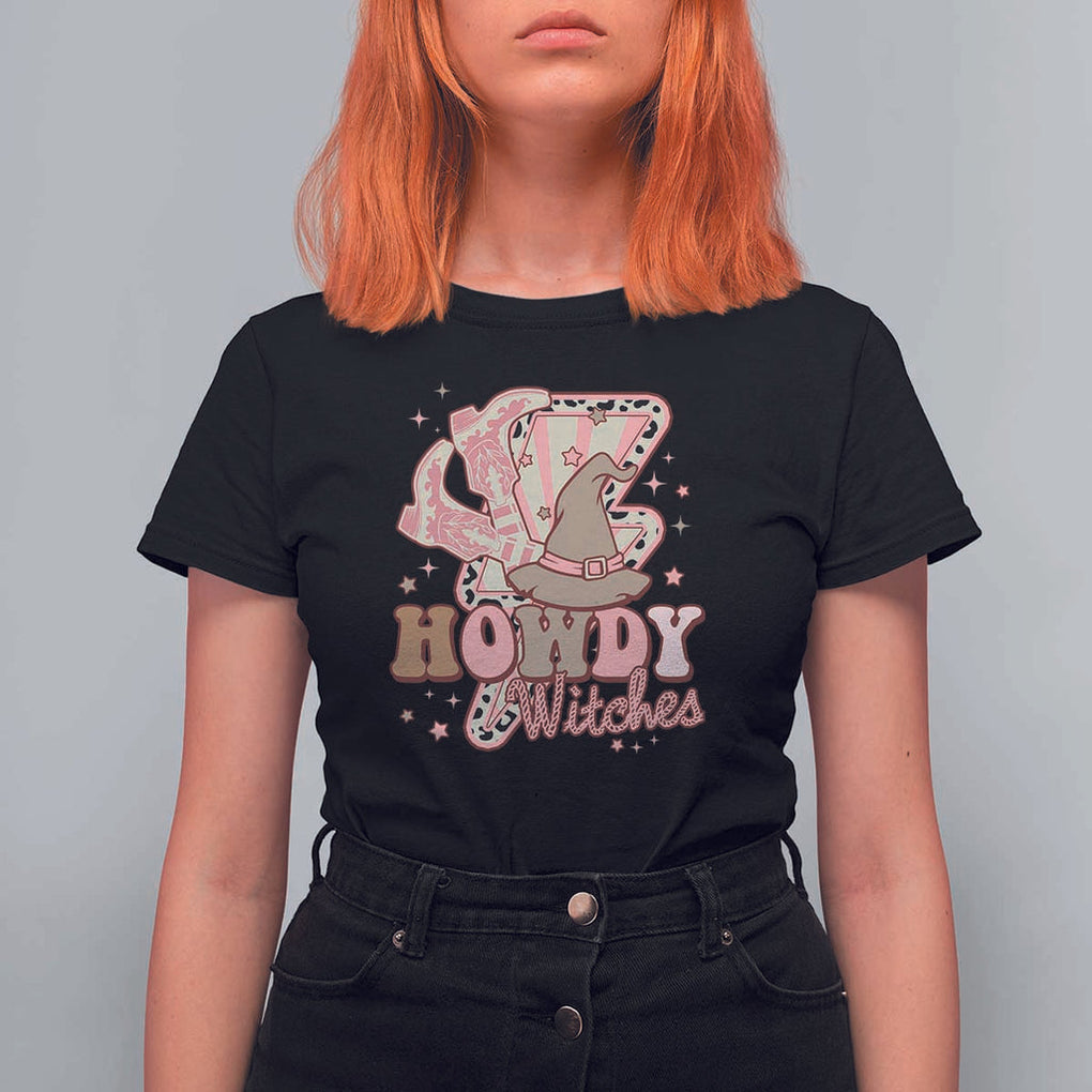 Halloween Cowgirl T Shirt For Women Howdy Witches Cowboy Boots Witch Hat Thunder TS11 Black Print Your Wear