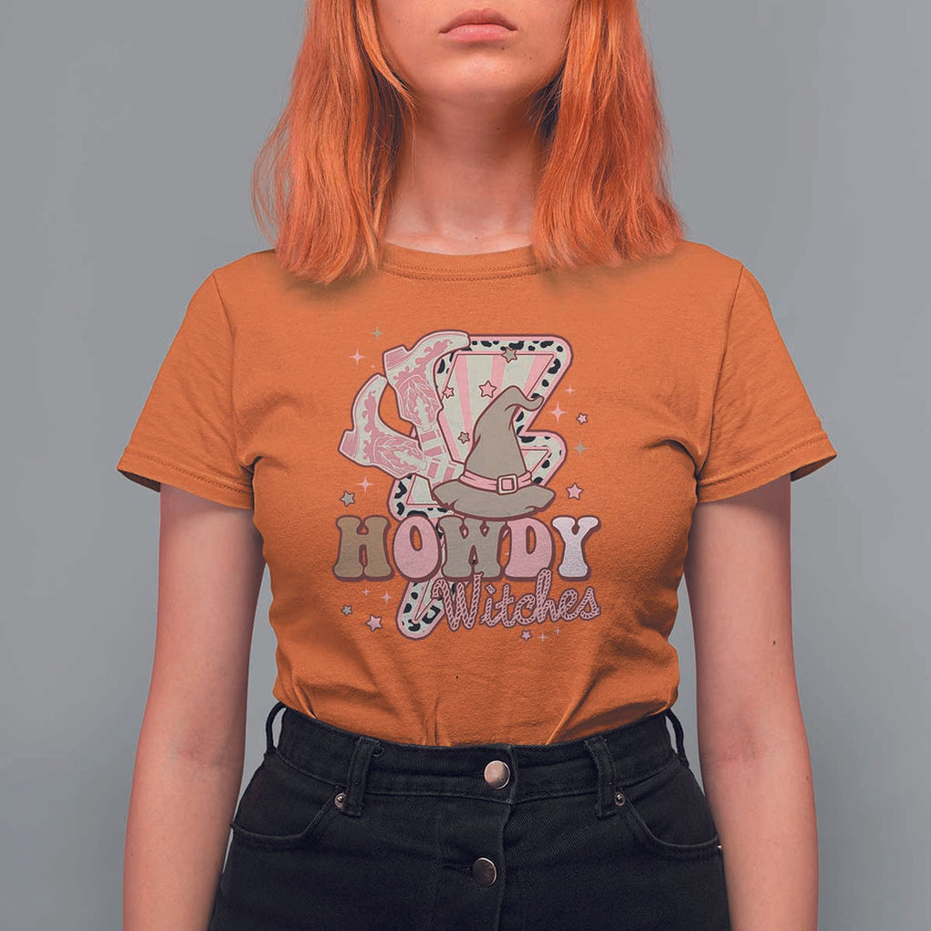 Halloween Cowgirl T Shirt For Women Howdy Witches Cowboy Boots Witch Hat Thunder TS11 Orange Print Your Wear