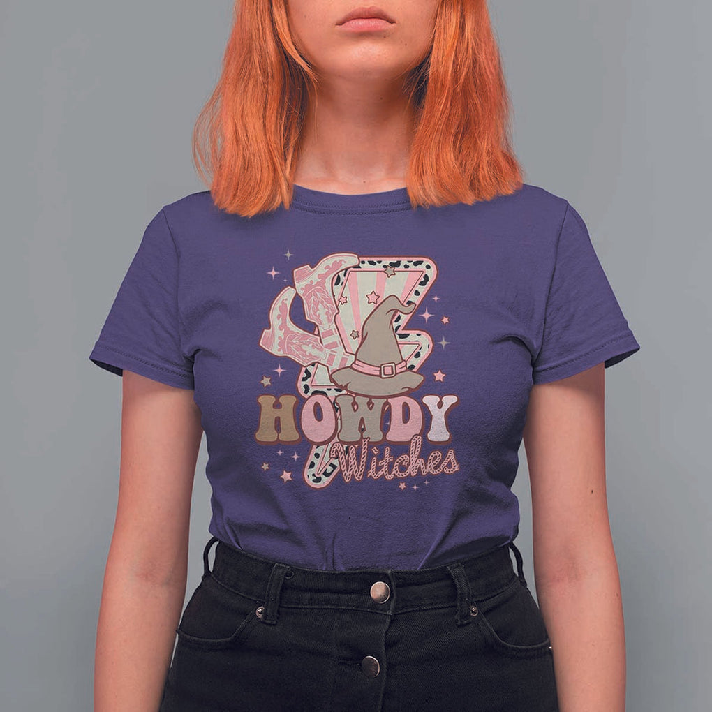 Halloween Cowgirl T Shirt For Women Howdy Witches Cowboy Boots Witch Hat Thunder TS11 Purple Print Your Wear