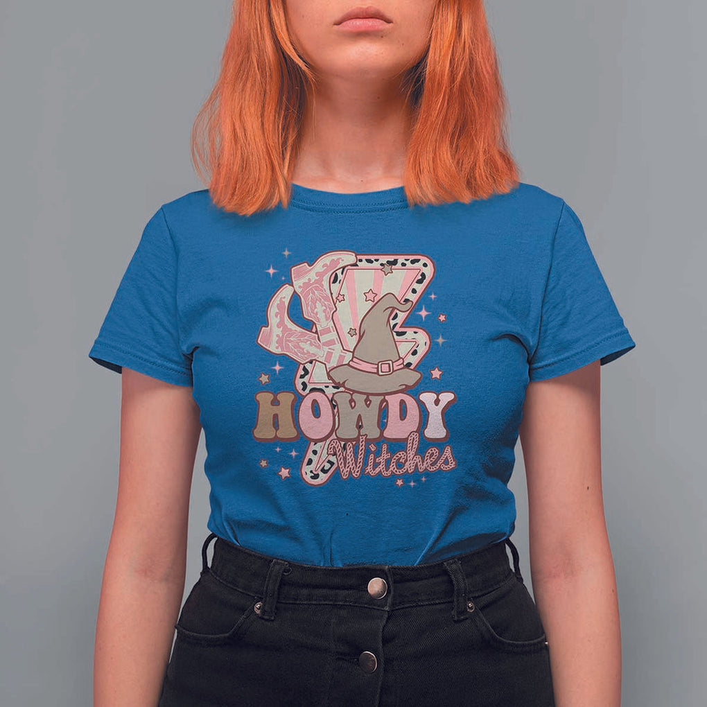 Halloween Cowgirl T Shirt For Women Howdy Witches Cowboy Boots Witch Hat Thunder TS11 Royal Blue Print Your Wear