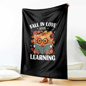 Funny Teacher Throw Blanket Fall In Love With Learning Autumn Pumpkin Reading Thanksgiving Pumpkin TS11 Print Your Wear