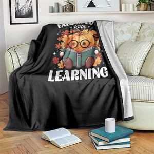 Funny Teacher Throw Blanket Fall In Love With Learning Autumn Pumpkin Reading Thanksgiving Pumpkin TS11 Print Your Wear