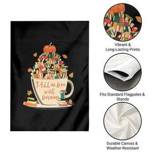 Funny Teacher Garden Flag Fall In Love With Learning Autumn Pumpkin Reading Thanksgiving TS11 Print Your Wear