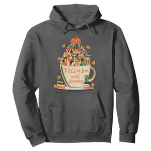Funny Teacher Hoodie Fall In Love With Learning Autumn Pumpkin Reading Thanksgiving TS11 Dark Heather Print Your Wear