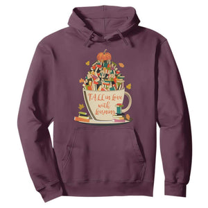 Funny Teacher Hoodie Fall In Love With Learning Autumn Pumpkin Reading Thanksgiving TS11 Maroon Print Your Wear