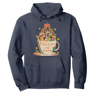 Funny Teacher Hoodie Fall In Love With Learning Autumn Pumpkin Reading Thanksgiving TS11 Navy Print Your Wear