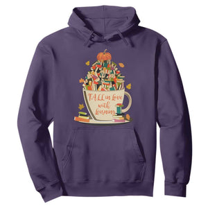 Funny Teacher Hoodie Fall In Love With Learning Autumn Pumpkin Reading Thanksgiving TS11 Purple Print Your Wear