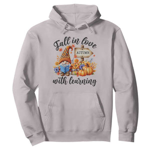Funny Teacher Hoodie Fall In Love With Learning Autumn Pumpkin Reading Thanksgiving Gnome TS11 Ice Gray Print Your Wear