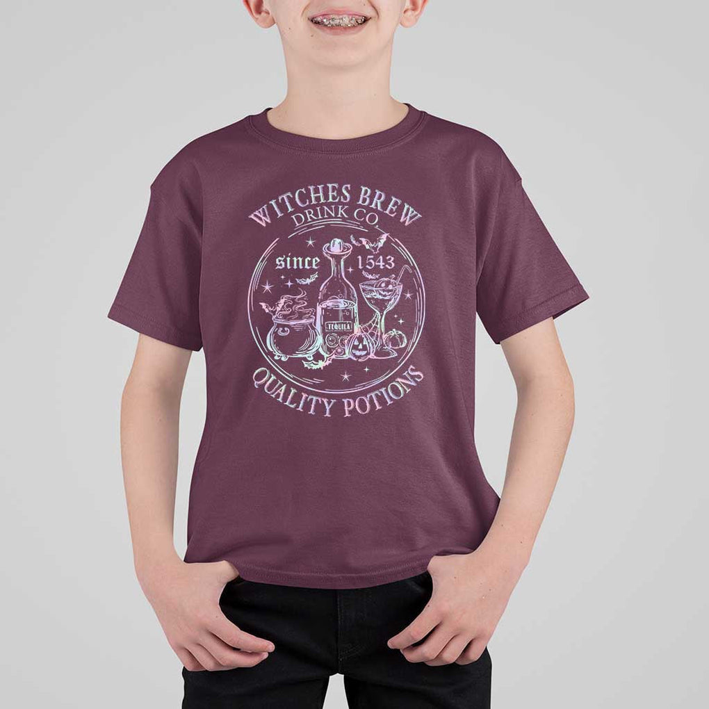 Halloween Witch Drinks T Shirt For Kid Witches Brew Drink Co Since 1543 TS11 Maroon Print Your Wear