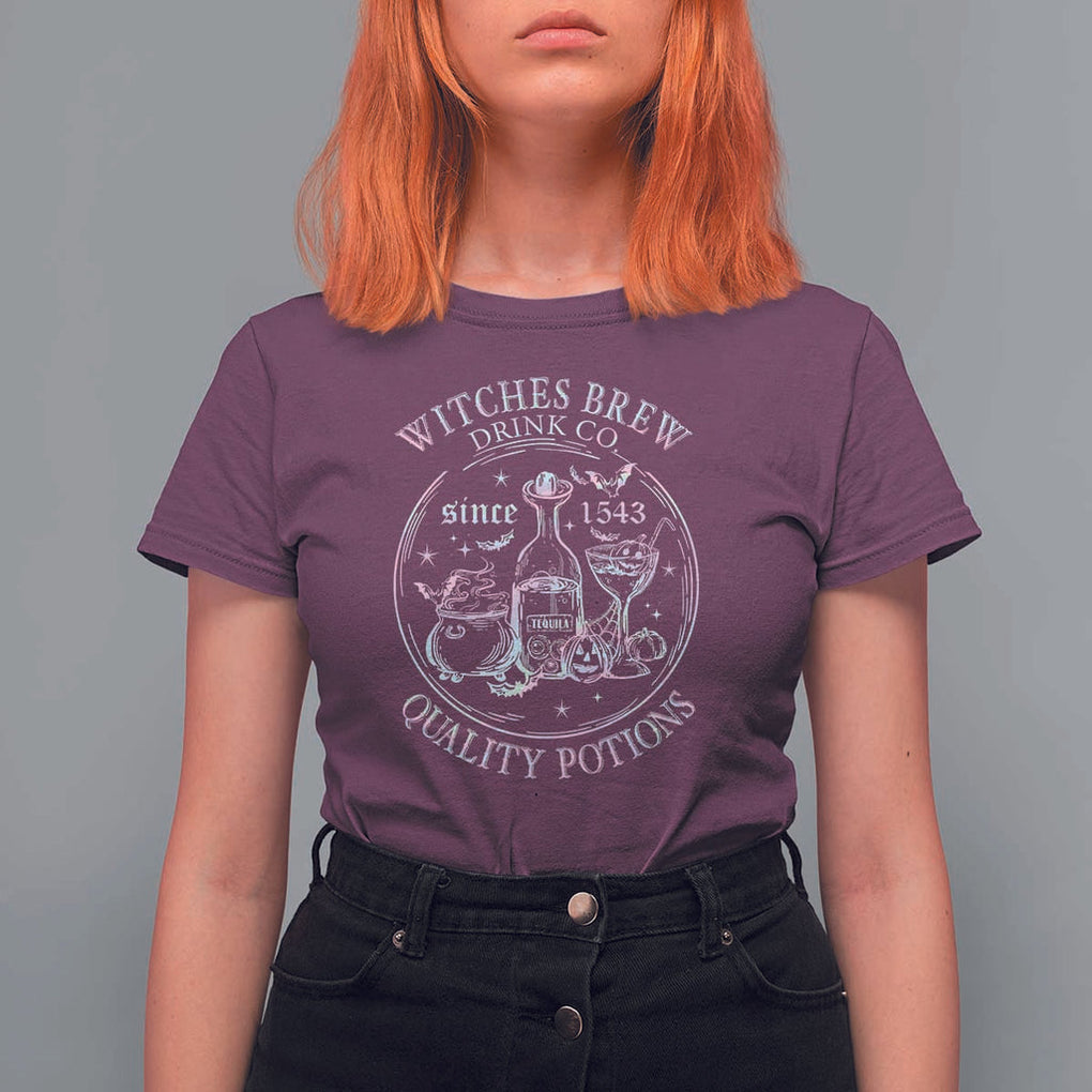 Halloween Witch Drinks T Shirt For Women Witches Brew Drink Co Quality Potions Since 1543 TS11 Maroon Print Your Wear