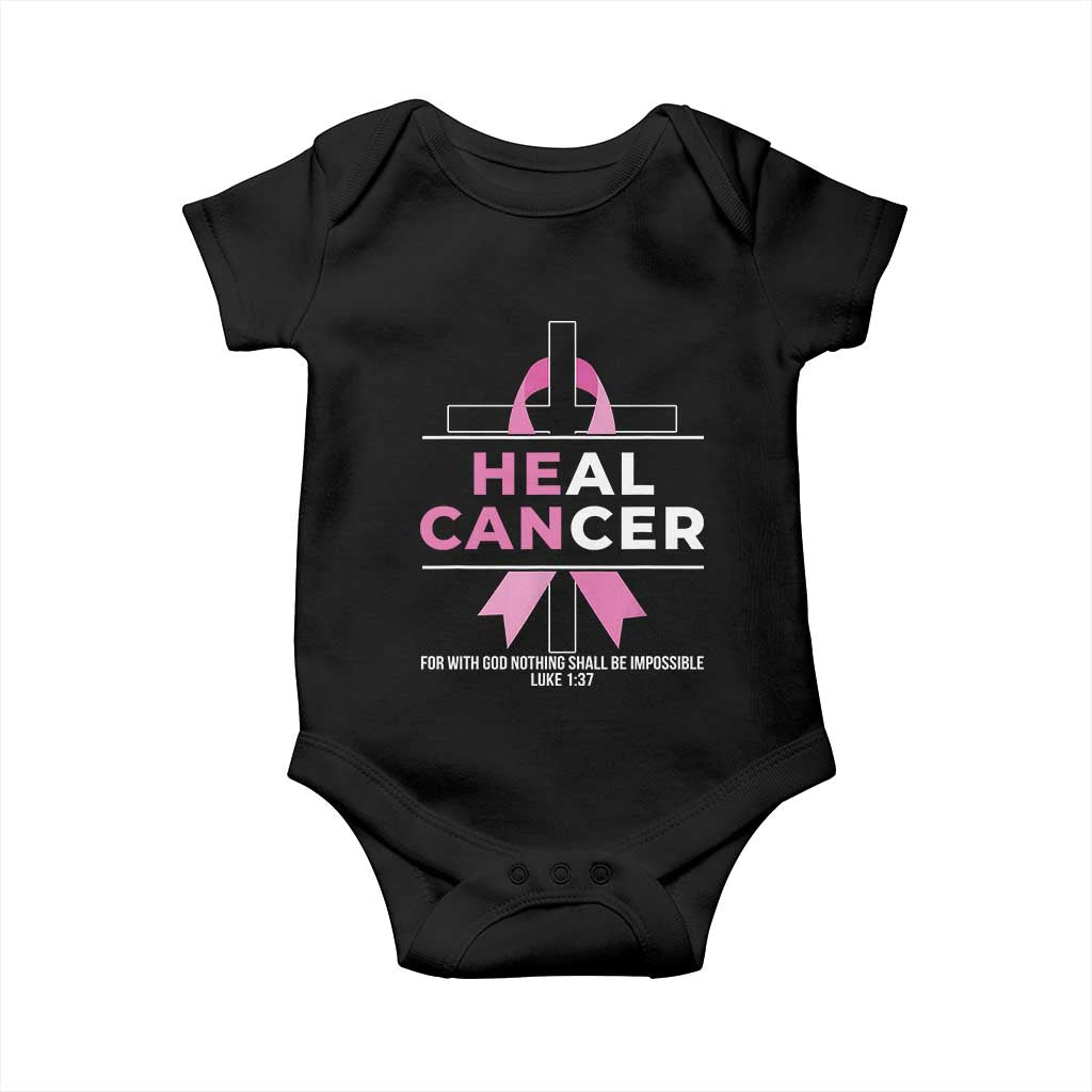 Male Breast Cancer Baby Onesie He Can Heal Cancer Christian Pink Ribbon TS11 Black Print Your Wear