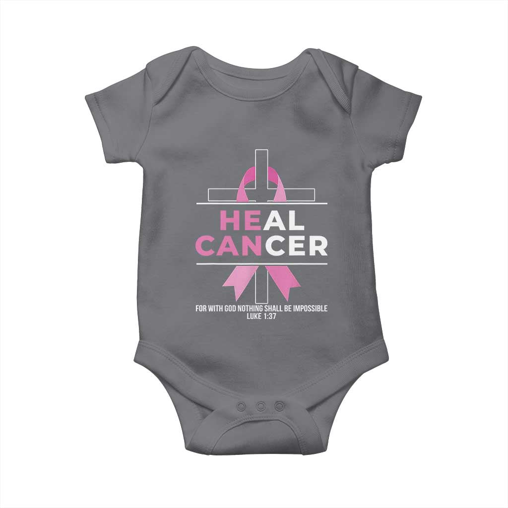 Male Breast Cancer Baby Onesie He Can Heal Cancer Christian Pink Ribbon TS11 Charcoal Print Your Wear