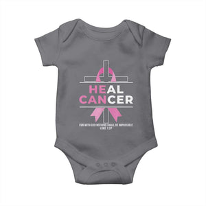 Male Breast Cancer Baby Onesie He Can Heal Cancer Christian Pink Ribbon TS11 Charcoal Print Your Wear