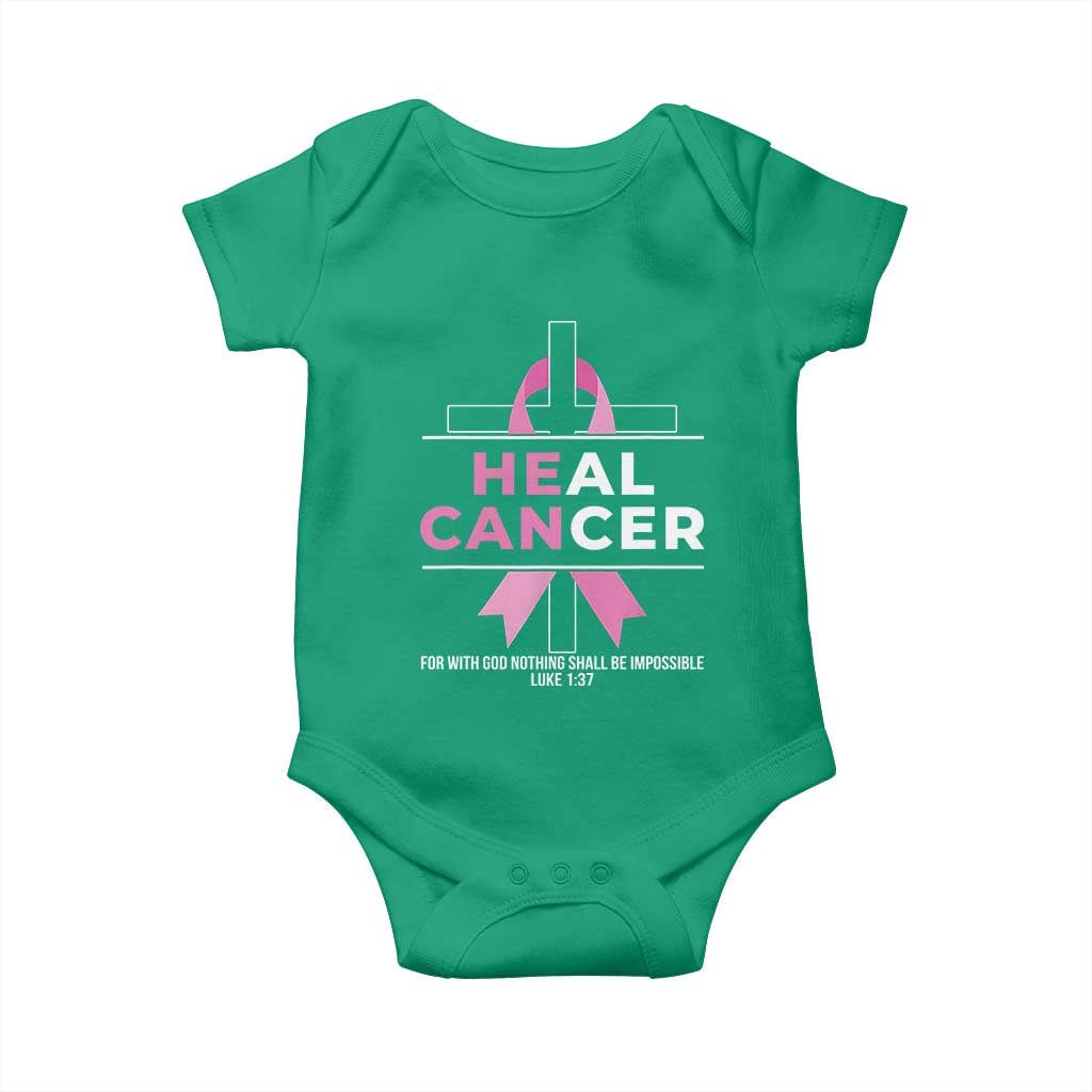 Male Breast Cancer Baby Onesie He Can Heal Cancer Christian Pink Ribbon TS11 Irish Green Print Your Wear