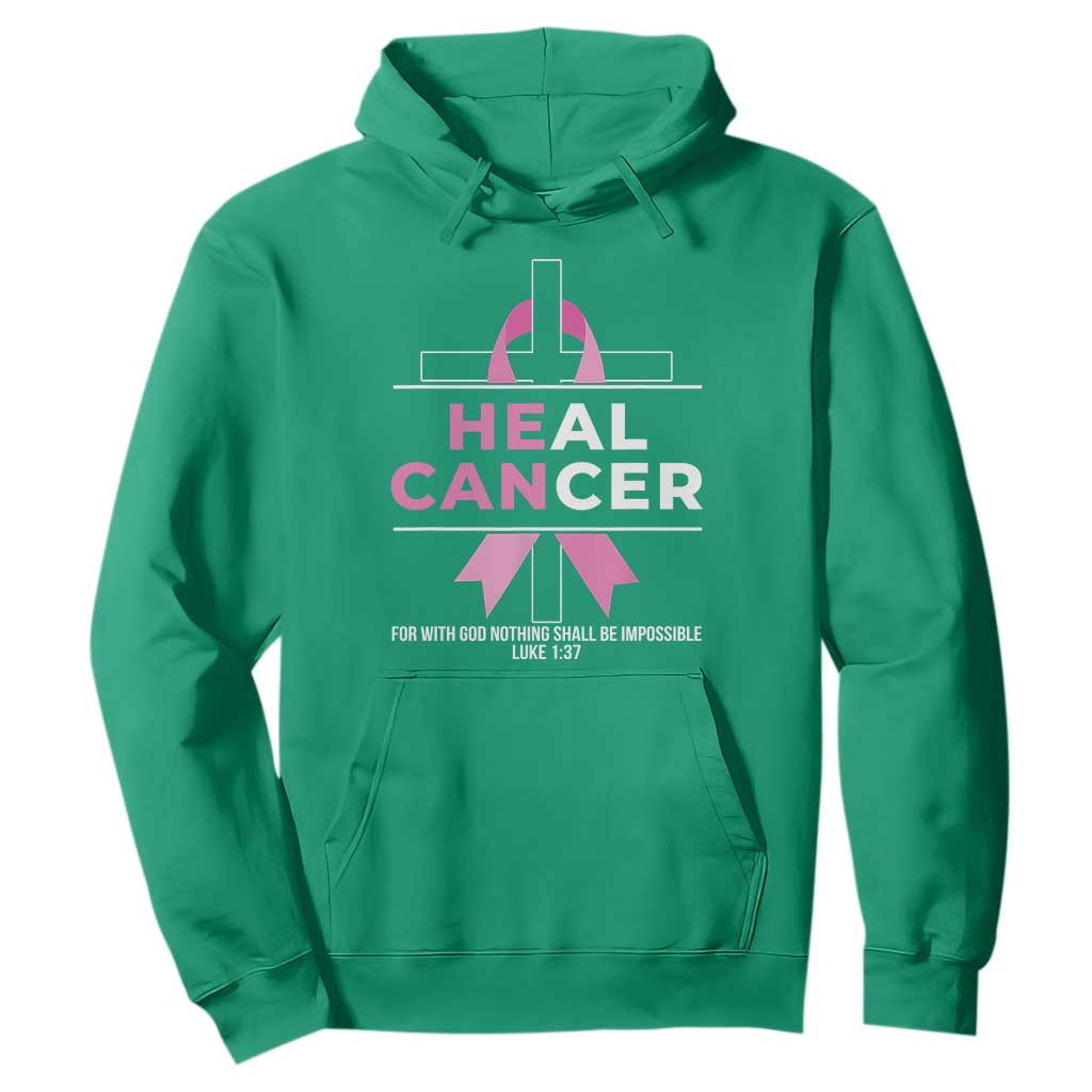 Male Breast Cancer Hoodie He Can Heal Cancer Christian Pink Ribbon TS11 Irish Green Print Your Wear