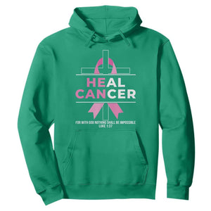 Male Breast Cancer Hoodie He Can Heal Cancer Christian Pink Ribbon TS11 Irish Green Print Your Wear