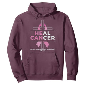 Male Breast Cancer Hoodie He Can Heal Cancer Christian Pink Ribbon TS11 Maroon Print Your Wear
