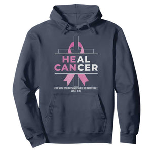 Male Breast Cancer Hoodie He Can Heal Cancer Christian Pink Ribbon TS11 Navy Print Your Wear