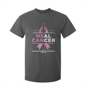 Male Breast Cancer T Shirt For Kid He Can Heal Cancer Christian Pink Ribbon TS11 Dark Heather Print Your Wear