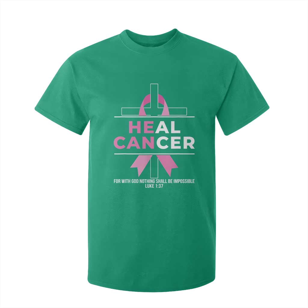 Male Breast Cancer T Shirt For Kid He Can Heal Cancer Christian Pink Ribbon TS11 Irish Green Print Your Wear