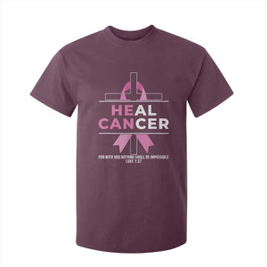 Male Breast Cancer T Shirt For Kid He Can Heal Cancer Christian Pink Ribbon TS11 Maroon Print Your Wear