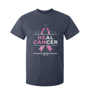 Male Breast Cancer T Shirt For Kid He Can Heal Cancer Christian Pink Ribbon TS11 Navy Print Your Wear