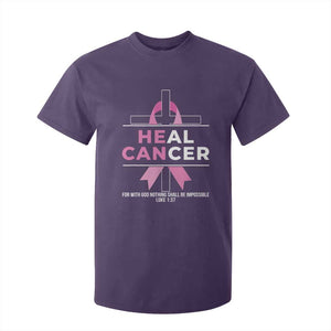 Male Breast Cancer T Shirt For Kid He Can Heal Cancer Christian Pink Ribbon TS11 Purple Print Your Wear