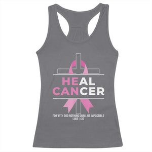 Male Breast Cancer Racerback Tank Top He Can Heal Cancer Christian Pink Ribbon TS11 Charcoal Print Your Wear