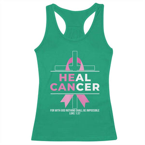 Male Breast Cancer Racerback Tank Top He Can Heal Cancer Christian Pink Ribbon TS11 Irish Green Print Your Wear