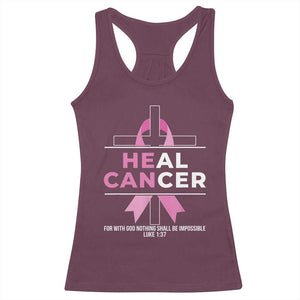 Male Breast Cancer Racerback Tank Top He Can Heal Cancer Christian Pink Ribbon TS11 Maroon Print Your Wear