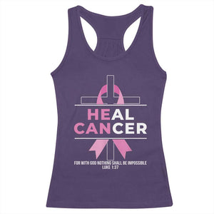 Male Breast Cancer Racerback Tank Top He Can Heal Cancer Christian Pink Ribbon TS11 Purple Print Your Wear