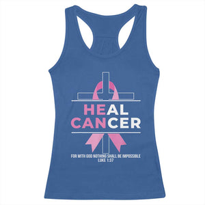 Male Breast Cancer Racerback Tank Top He Can Heal Cancer Christian Pink Ribbon TS11 Royal Blue Print Your Wear
