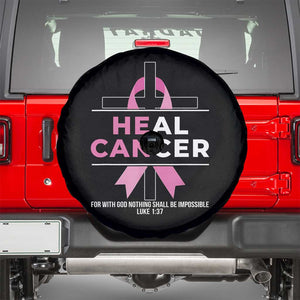 Male Breast Cancer Spare Tire Cover He Can Heal Cancer Christian Pink Ribbon TS11 Black Print Your Wear