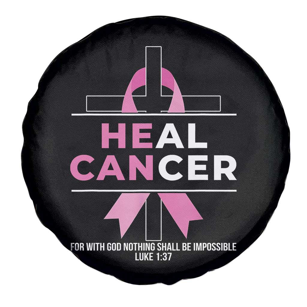 Male Breast Cancer Spare Tire Cover He Can Heal Cancer Christian Pink Ribbon TS11 Print Your Wear