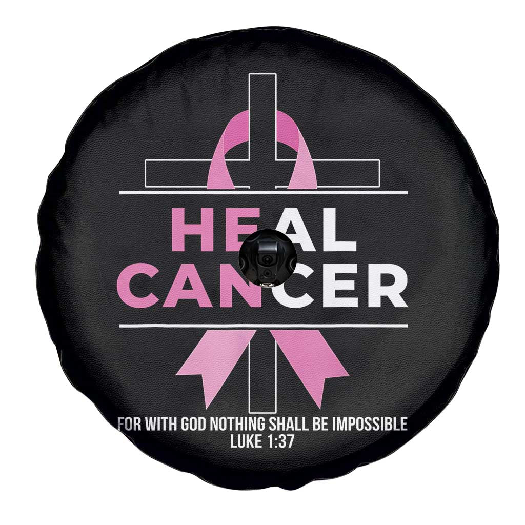 Male Breast Cancer Spare Tire Cover He Can Heal Cancer Christian Pink Ribbon TS11 Print Your Wear