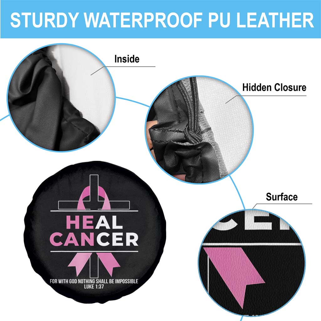 Male Breast Cancer Spare Tire Cover He Can Heal Cancer Christian Pink Ribbon TS11 Print Your Wear