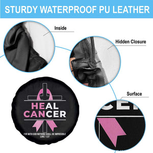 Male Breast Cancer Spare Tire Cover He Can Heal Cancer Christian Pink Ribbon TS11 Print Your Wear