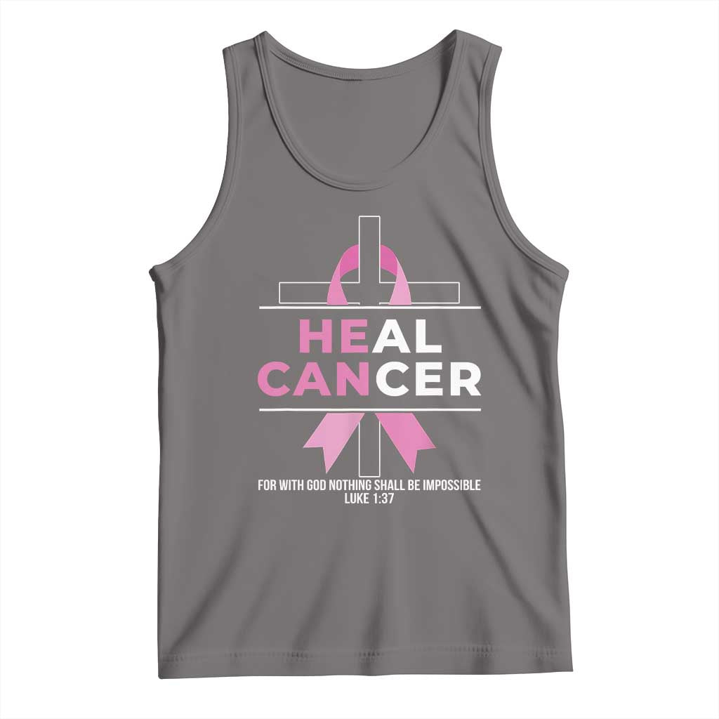 Male Breast Cancer Tank Top He Can Heal Cancer Christian Pink Ribbon TS11 Deep Heather Print Your Wear